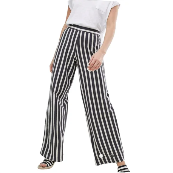 Pull&Bear Pants Jumpsuits Pullbear Wide Leg Striped Linen